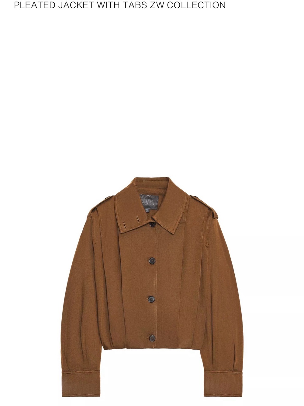 NWT ZARA Pleated Jacket With Tabs ZW Collection